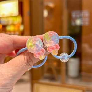 2 Dây Buộc Tóc Co Giãn Cho Bé Gái - Thiết Kế Hoa Và Bướm Đầy Màu Sắc Dễ Thương Phụ Kiện Tóc Trẻ Em Mũ Đội Đầu Cho Bé