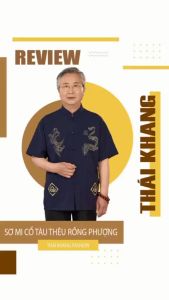 Áo sơ mi nam cổ trụ trung niên vải đũi cao cấp siêu mát loại áo cổ tàu trung niên thiêu rồng ATK10