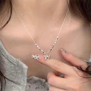 ❤️【Ready&COD】kalung-Kalung Cinta Busur Perak Rusak Baru 2024Rantai Tulang Selangka Kelas Atas Wanita
