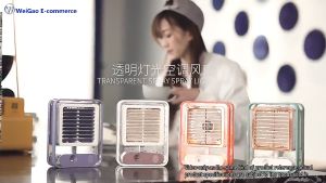 Portable Rechargeable Cristal Mini Desk Cooling Mist Spray Fan With Humidifier Night Light