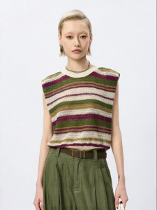 INLIFE | Vintage Sleeveless Striped Ice Silk Knit Top