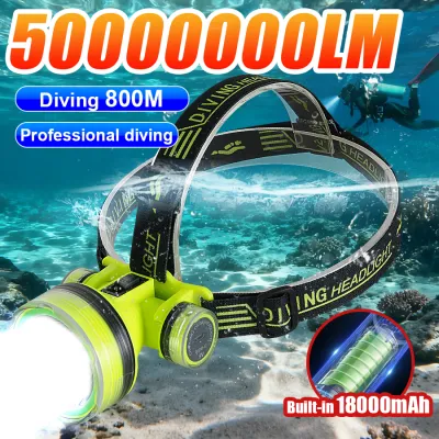 Professional Diving 2025 New Rechargeable LED Diving Headlamp Strong Light Head Flashlight Scuba Diving Headlight Fishing Torch
