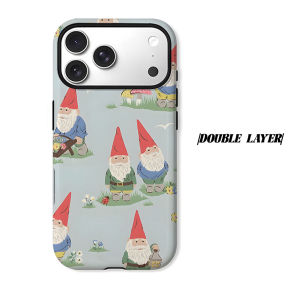 Garden Gnome Cartoon Print Phone Case for iPhone 18 17 16 15 14 13 12 11 Air Pro Max Plus Double-layer Cover