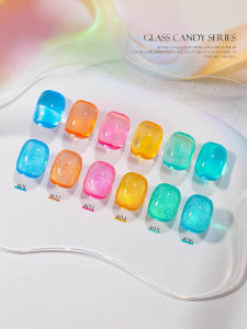 MIANEL 1-9pcs 12ML Candy Glass Gel Nail PolishIce-Clear Hot-Selling Dopamine Blue NailsNail Art Fantasy Nail Polish