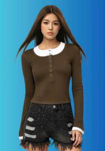 Áo thun nữ laptop phối cổ tay dài size 40-55kg.