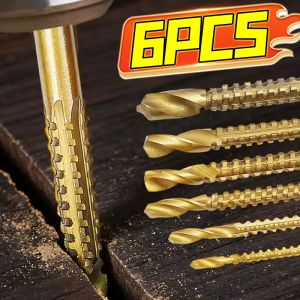 6Pcs HSS Twist Drill Bits Set 3-8mm Serrated Grooving Cutting Tap Spiral Saw for Wood Metal Plastic Hole Opening Tool