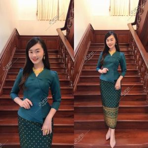 เสื้อไหมลาวอัดกาวปลายหน้าชายระบาย