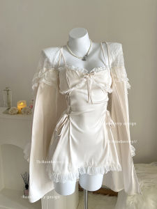 หวาน ชุดราตรี Roseberrrry Chemise พร้อมแผ่นรองหน้าอก สไตล์ฝรั่งเศส เปลือย ลูกไม้ ชุดนอน Pure Desire Court Style กระโปรงสั้น