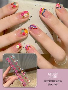 20pcs Semi Cured Gel Nail Strips Glitter Christmas Gel Nail Stickers with UV Light Required Salon Quality Easy Apply & Remove
