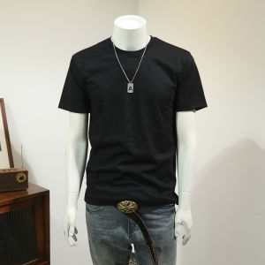 Ice Sensation Cotton Linen Mens Short Sleeve T-Shirt Summer New Style High End Solid Color Slim Fit round Neck Casual Half Sleeve