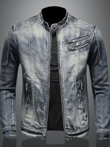 แจ็คเก็ตยีนส์ทรงสลิมฟิตสำหรับผู้ชาย Marvel Venom แจ็คเก็ตยีนส์สไตล์อเมริกันย้อนยุคแบบมีซิป แจ็คเก็ตแบบมีซิปสำหรับขี่มอเตอร์ไซค์