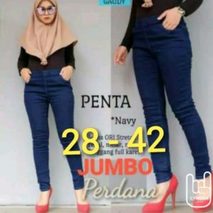 celana kerja wanita soft jeans bahan melar size 28 - 44