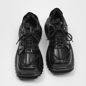 Parisian Original Dad Shoes Mens Thick Bottom Derby รองเท้าผ้าใบ ลำลอง ผูกเชือก Round Toe Rubber Outsole อ่อนเยาว์ อินเทรนด์ รองเท้า