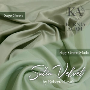 Satin Velvet Roberto Cavali Warna SAGE GREEN VIRAL Bahan Silk Premium Grade A Meteran Lebar 1.5 Meter