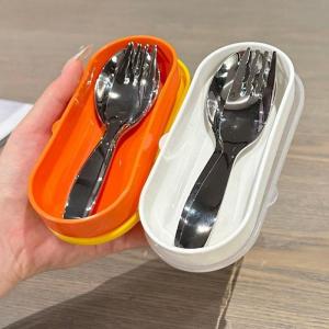 Portable 410 Stainless Steel Spoon Fork Set Childrens Utensil Set for Travel Picnic Office Meal