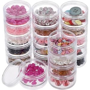Transparent Plastic Jewelry Bead Storage Box / 5Layer Round Small Items Organizer Jars / Durable Refillable Empty Bottles / for Rings Buttons necklace