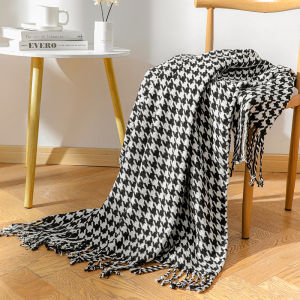 Houndstooth Sofa Blanket Knitting Blanket Office Air Conditioning Nap Blanket Bed Blanket Nordic Style Decorative Blanket Shawl