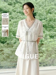 Yigue | Elegant New Chinese Style Tencel Shirt