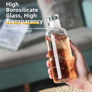 Sleek Clear Multidrink Glass Cup Borosilicate Material with Time Mark