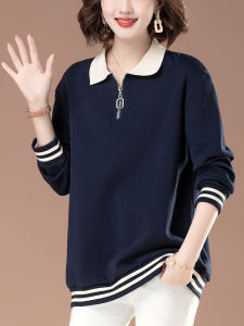 Áo Nỉ Không Mũ Dáng Rộng Cổ Polo Thời Trang Xuân Thu Cho Phụ Nữ Trung Niên Và Cao Tuổi Mặc Thoải Mái Thường Ngày