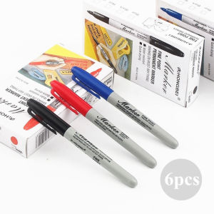 AICRANE 6 pcs Permanent Marker Pen Waterproof Ink Fine Point Black Blue Red Oil Ink 1.5mm Round Toe Fine Color Marker Pens