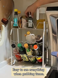 YOYO 304 Stainless Steel Kitchen Storage Rack | Spice Bottle Organizer | Oil Bottle & Cutting Board Holder | Multi-Layer Countertop Shelf