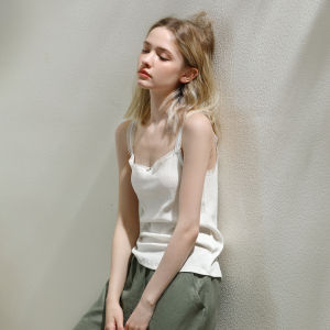 XEXZ | XEXZ Womens Slim Fit Knitted Vest Pure Cotton Combed Base Layer Top Strap Summer Simple Style Online Exclusive Sale