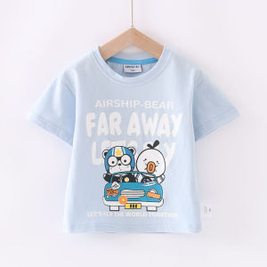 Pure Cotton Summer Shirt for Boys Short Sleeve Long Sleeve round Neck Casual Top Childrens Wear Thin Fabric Boys T-shirt