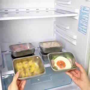 3/5/8pcs Stainless Steel Food Storage Containers Set With Lids - Leakproof Stackable & Reusable For Camping Picnics School