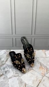 GW Sandals Slope O w l Diamond Studed K2600: Sepatu Wanita Gaya Modern & Elegan