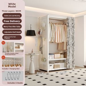 Simple Steel Wardrobe Bedroom Clothes Storage Cabinet Hole Board Assembly Home Furniture Multifunctional Modern Style
