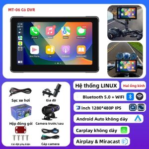 Jansite 7Inch Màn Hình Cảm Ứng Kép Bluetooth Định Vị GPS Không Dây CarPlay Android Auto Chống Nước Xe Máy Hệ Thống Định Vị Di Động