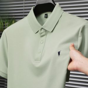 Polo Shirt Mens Summer New American Casual Short Sleeve T-shirt Horse Logo Brand Half Sleeve Top Cotton Polyester Spandex