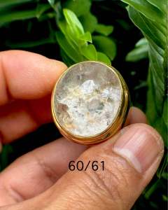 แหวนแก้วโป่งข่าม แก้วเข้าแร่เงิน กาบ ขนาด60/61 แหวนทองเหลือง