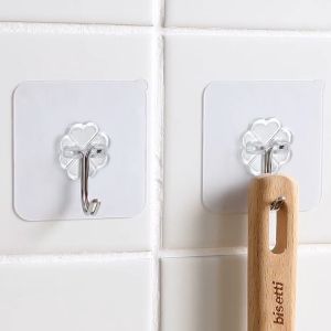 1/5/10pcs Stickup Hook Seamless Strong Transparent Kitchen Wall Hook Bathroom Hook Nasty-free Magic Stick Hook