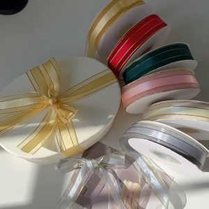 45yards丨Gift Ribbon DIY Crafts Celebration Wedding Decoration Ribbon Gold Edge Bouquet Ribbon