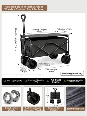 MEIDIHUAFU | Outdoor Camping Cart Folding Picnic Cart with Umbrella Table Plate Combination