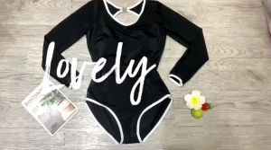 Bikini đồ bơi nữ đi biển 1 mảnh áo nữ dài tay kèm mút mỏng freesize chất liệu thun lạnh BINSPORTS BHV219