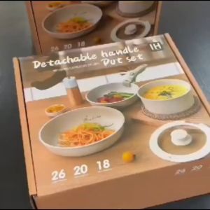WMEDIA Panci Set 5in1 White Granite / White Granite Cookware 5in1 / Peralatan Masak 5in1