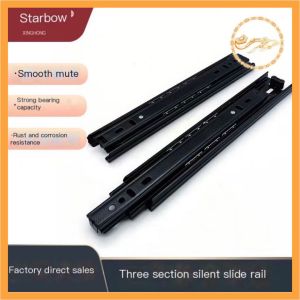 4508# 1 pair Drawer slide rail three-section guidedrawer roller High load silent drawer slide Drawer rail