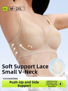 Breathable Small-Bust Support Seamless 3D Underwire Bra Lace-Back Design