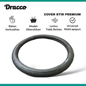 Sarung setir mobil kulit premium DRACCO Sarung stir Cover Stir Steering wheel cover Hitam ZERO BLACK