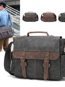 Túi Đeo Vai Nam Phong Cách Anh Quốc Cổ Điển Dung Tích Lớn Túi Đeo Chéo Hình Chữ Nhật Túi Đeo Vai Đơn Túi Đựng Thư Có Khóa Kéo