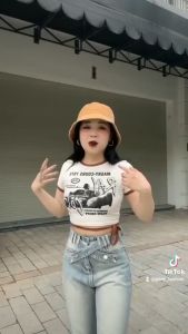 Áo CropTop Nude Phối Viền Nâu Thắt Dây Eo ( Video + Hình Thật ) H30