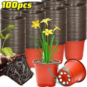 100Pcs Plants Nursery Pots Flexible Seedling Cup Container Plastic Small Succulents Planters Flower Transplantation Potted Garden Tools