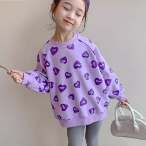 Girls Long Sleeved Sweatshirt Spring Girl Fashion Pullover 3-10 Years Old Children Love Printed Top Kid Casual Sportswear