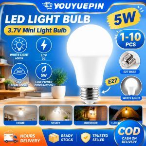 YOUYUEPIN 10PCS LED Bulb E27 5W DC 3.7V Low Voltage White Light Energy Saving Lamp For Solar Camping Emergency Home Lighting