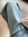XIANYIJIAO | Lightweight Breathable Tencel Jeans for Short Women Straight Leg Loose Plus Size. 