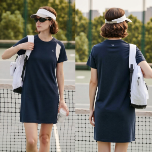 Color Block Breathable Straight Shoulder Slightly Loose Dress