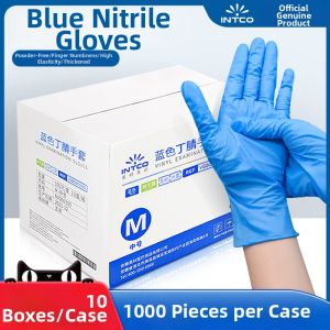 Intco | Food Grade Anti-Slip Blue Nitrile Gloves